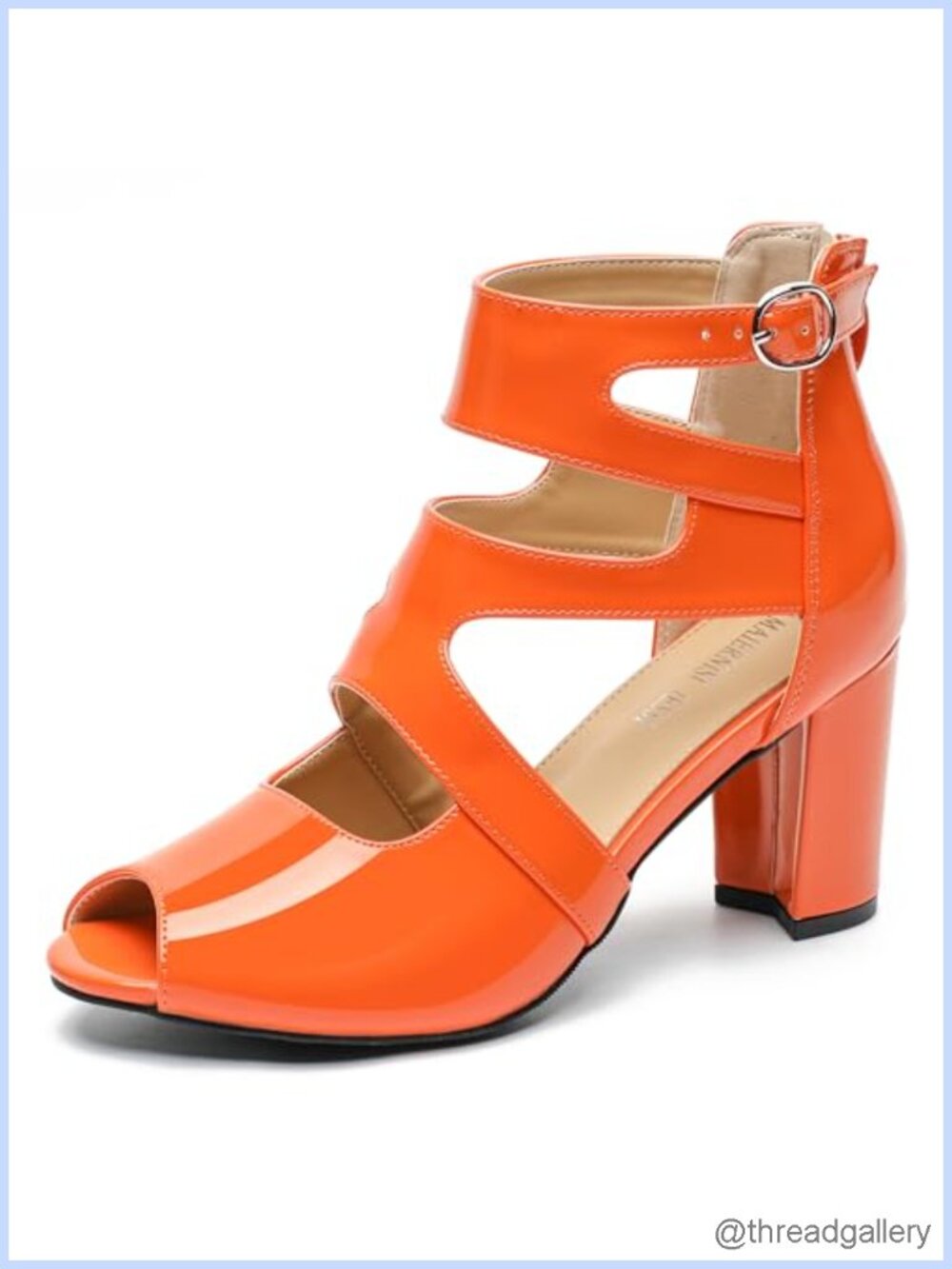 Women's Gladiator Peep Toe Sandals Cutout Block Heel Ankle Strap Buckle Zip